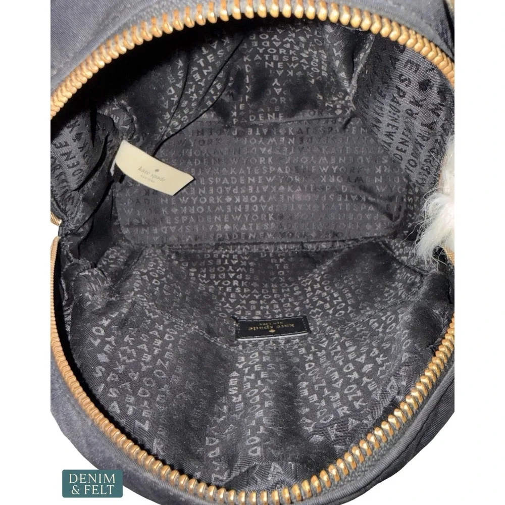 Kate Spade Owl Mini Backpack Novelty Black‎ Nylon Faux Fur Whimsical Animal Bag